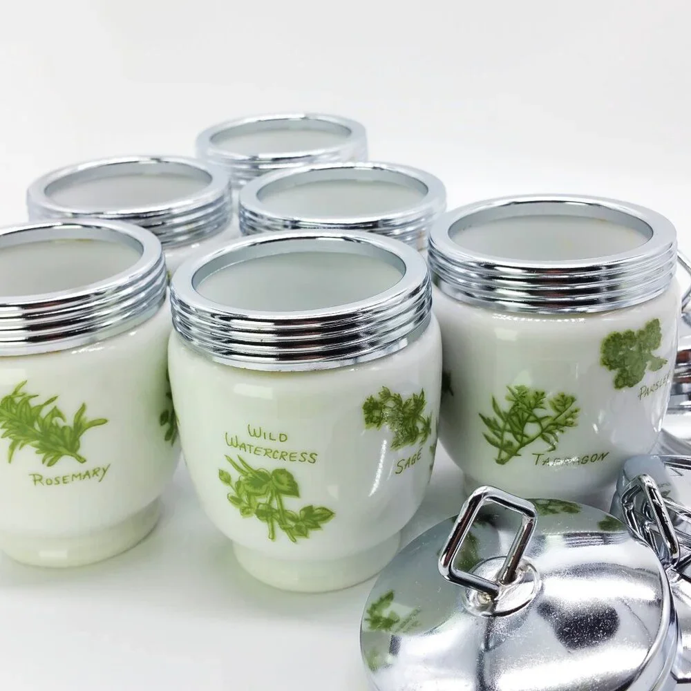 2pc Herb Garden Porcelain Egg Coddlers